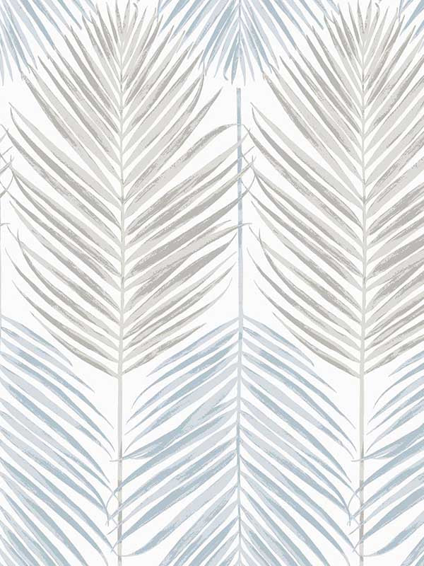 Two Toned Palm Peel and Stick wallpaper in blue mist and daydream grey color - pattern number NW47900 - by NextWall in the Peel and Stick Wallpaper by Nextwall collection