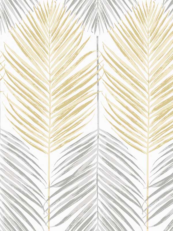 Two Toned Palm Peel and Stick wallpaper in wheat and daydream grey color - pattern number NW47903 - by NextWall in the Peel and Stick Wallpaper by Nextwall collection