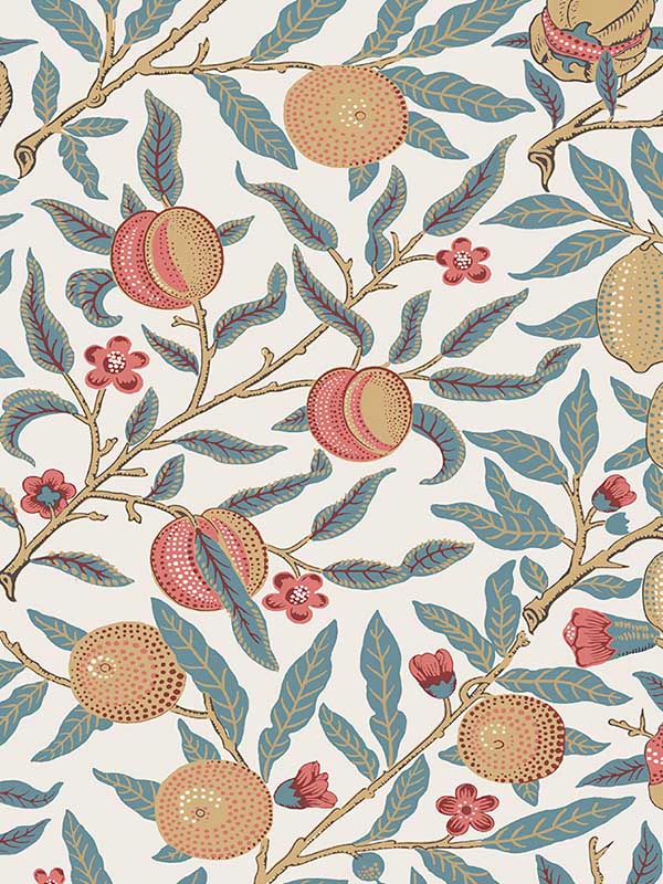 Pomegranate Peel and Stick wallpaper in moonstone blue and light ochre color - pattern number NW48004 - by NextWall in the Peel and Stick Wallpaper by Nextwall collection