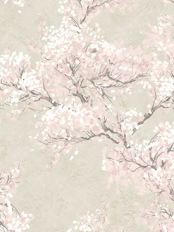 Cherry Blossom Grove Peel and Stick fabric in parchment and rose color - pattern number NW50101 - by NextWall in the Peel and Stick Wallpaper by Nextwall collection
