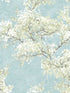 Cherry Blossom Grove Peel and Stick fabric in blue mist and green tea color - pattern number NW50102 - by NextWall in the Peel and Stick Wallpaper by Nextwall collection
