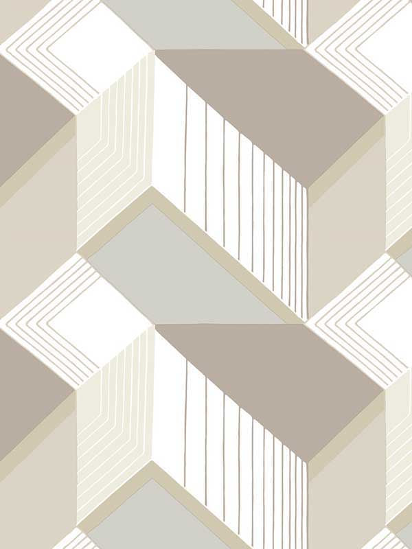 Graphic Geo Blocks fabric in white and cream color - pattern number BW3881 - by York in the Inspired by Color Beige and Neutrals collection