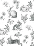 Bunny Toile fabric in black and white color - pattern number AT4263 - by York in the Inspired by Color Black and White III collection
