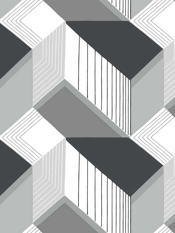 Graphic Geo fabric in black and white color - pattern number BW3882 - by York in the Inspired by Color Black and White III collection