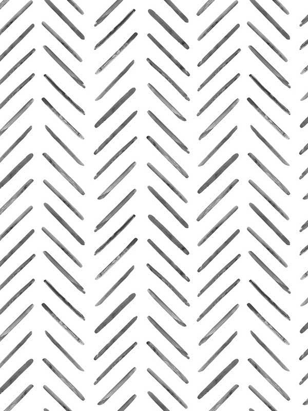 Painted Herringbone fabric in black color - pattern number CV4454 - by York in the Inspired by Color Black and White III collection