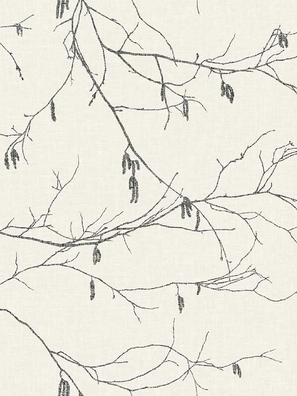 Winter Branches fabric in white color - pattern number NR1524 - by York in the Inspired by Color Black and White III collection