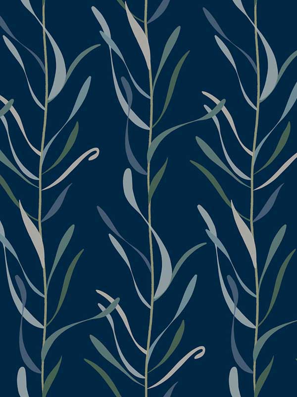 Chloe Vine wallpaper in indigo color - pattern number GO8324 - by York in the Inspired by Color Blues II collection