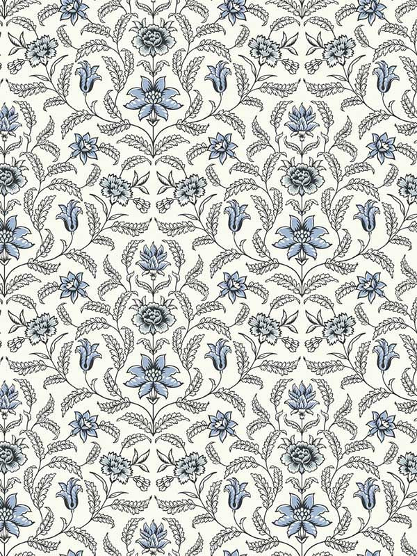 Vintage Blooms wallpaper in blue color - pattern number GR5981 - by York in the Inspired by Color Blues II collection