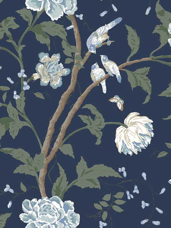 Teahouse Floral wallpaper in navy color - pattern number BL1782 - by York in the Blooms Second Edition collection