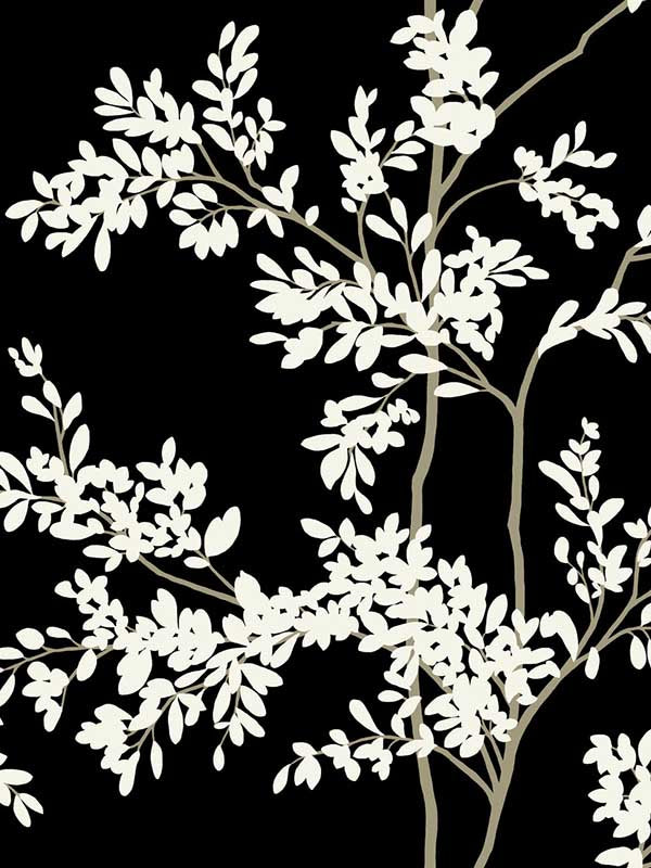 Lunaria Silhouette fabric in black and white color - pattern number BL1804 - by York in the Blooms Second Edition collection