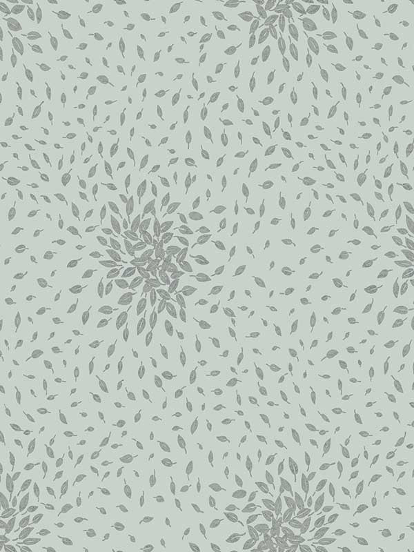 Petite Leaves fabric in spa and silver color - pattern number MD7101 - by Antonina Vella in the Modern Metals Second Edition collection