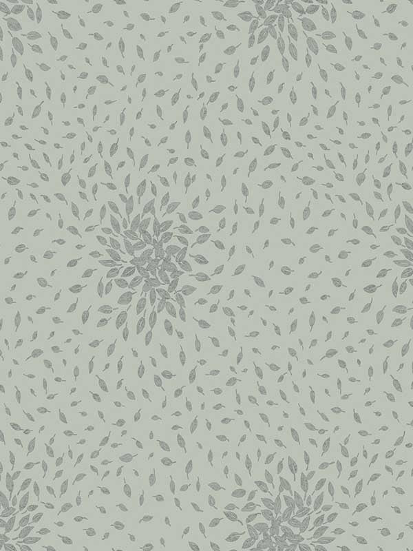 Petite Leaves fabric in eucalyptus and silver color - pattern number MD7104 - by Antonina Vella in the Modern Metals Second Edition collection