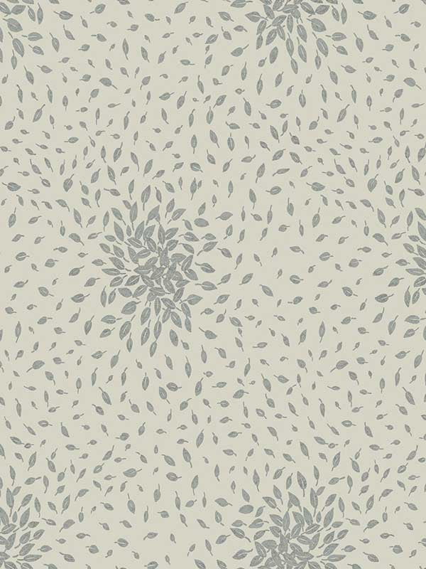 Petite Leaves fabric in beige and silver color - pattern number MD7105 - by Antonina Vella in the Modern Metals Second Edition collection