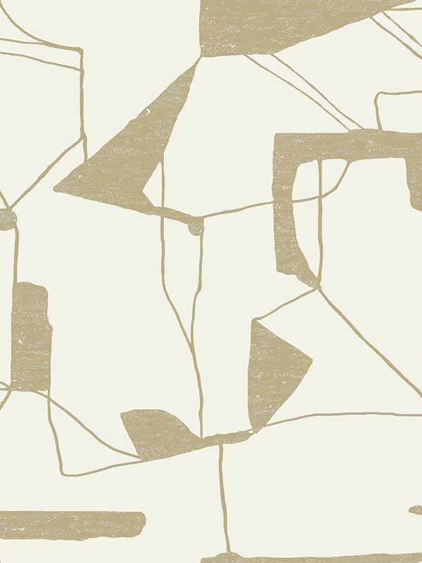 Abstract Geo fabric in cream and gold color - pattern number MD7113 - by Antonina Vella in the Modern Metals Second Edition collection