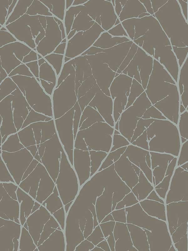 Trees Silhouette fabric in mocha and silver color - pattern number MD7121 - by Antonina Vella in the Modern Metals Second Edition collection