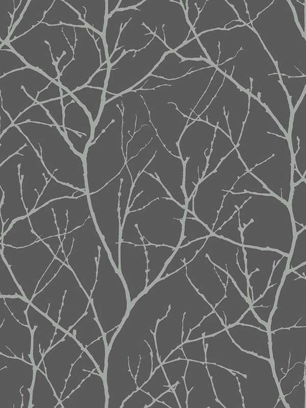 Trees Silhouette fabric in charcoal and silver color - pattern number MD7125 - by Antonina Vella in the Modern Metals Second Edition collection