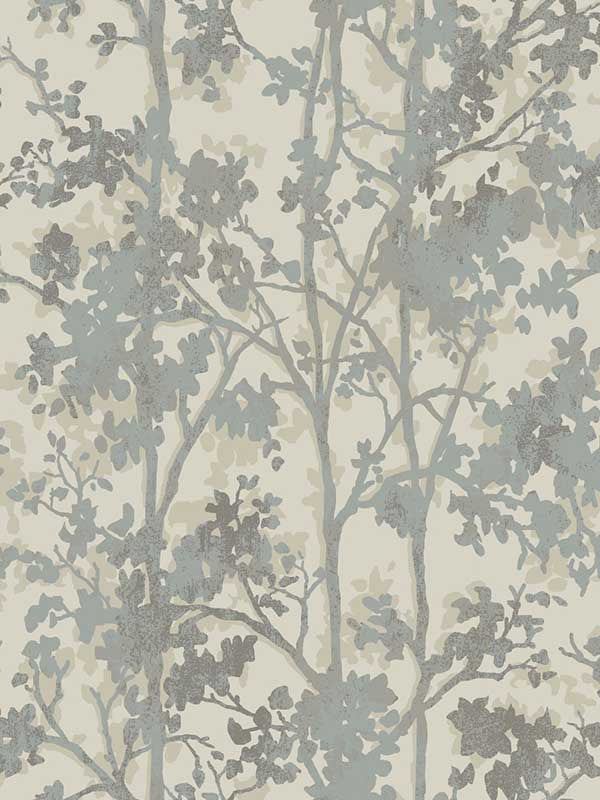 Shimmering Foliage fabric in cream and silver color - pattern number MD7141 - by Antonina Vella in the Modern Metals Second Edition collection