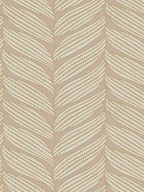Luminous Leaves fabric in blush and gold color - pattern number MD7161 - by Antonina Vella in the Modern Metals Second Edition collection
