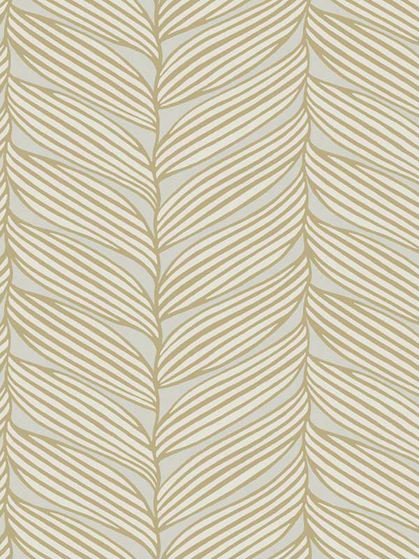 Luminous Leaves fabric in neutral and gold color - pattern number MD7162 - by Antonina Vella in the Modern Metals Second Edition collection