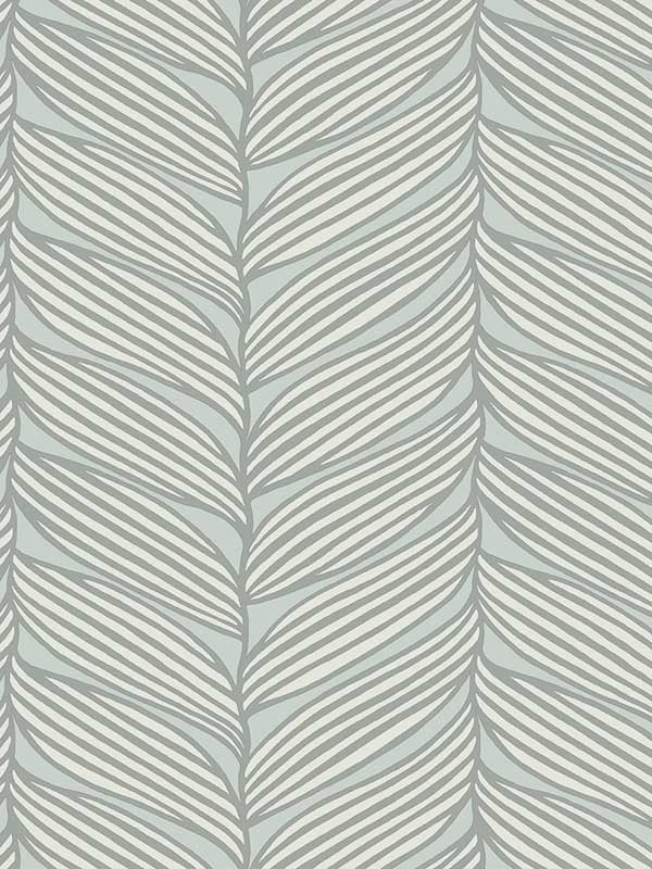 Luminous Leaves fabric in spa and silver color - pattern number MD7165 - by Antonina Vella in the Modern Metals Second Edition collection