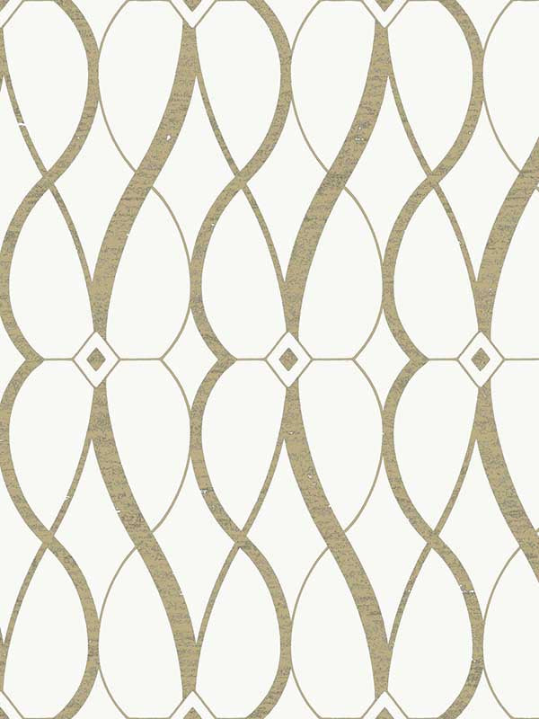 Graceful Geo wallpaper in cream and gold color - pattern number MD7171 - by Antonina Vella in the Modern Metals Second Edition collection