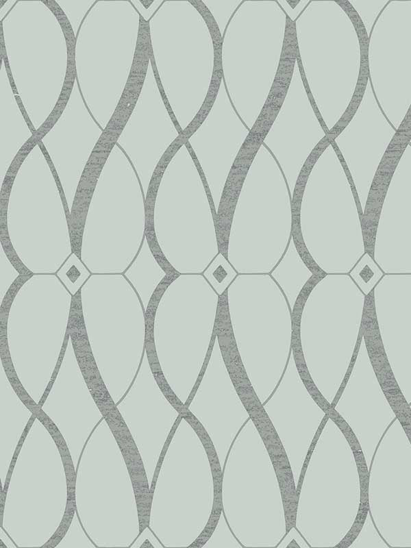 Graceful Geo wallpaper in spa and silver color - pattern number MD7172 - by Antonina Vella in the Modern Metals Second Edition collection