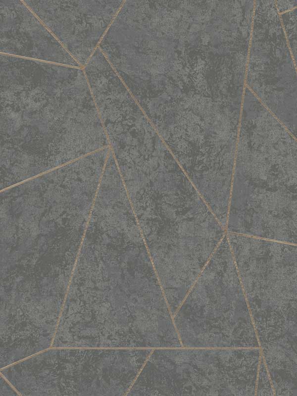 Nazca fabric in dark grey and gold color - pattern number NW3502 - by Antonina Vella in the Modern Metals Second Edition collection
