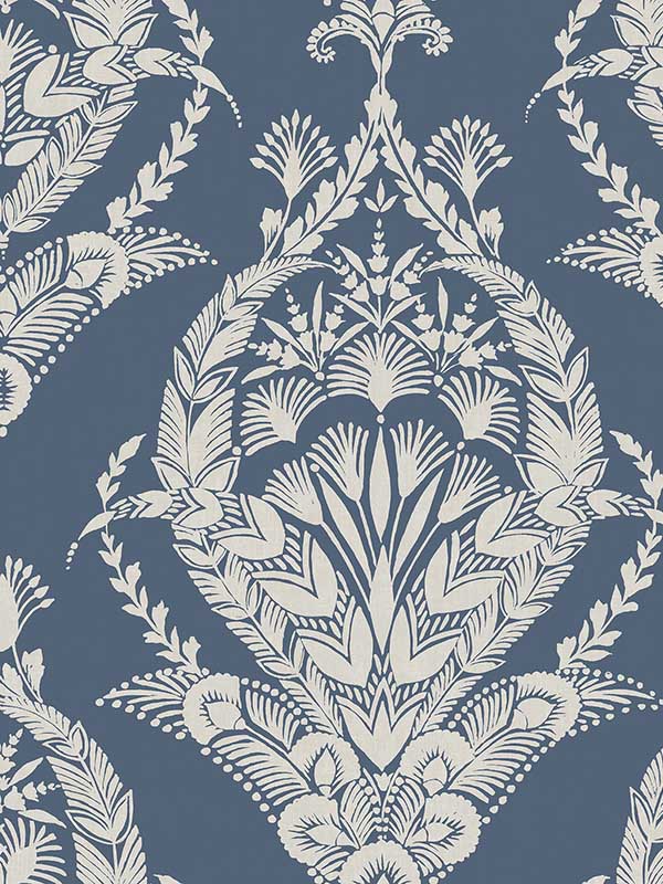 Arlie Botanical Damask fabric in indigo color - pattern number 4120-26817 - by A Street Prints in the Middleton collection
