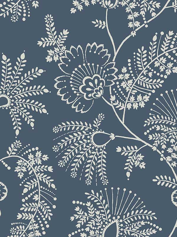 Maeve Jacobean Trail wallpaper in dark blue color - pattern number 4120-26822 - by A Street Prints in the Middleton collection