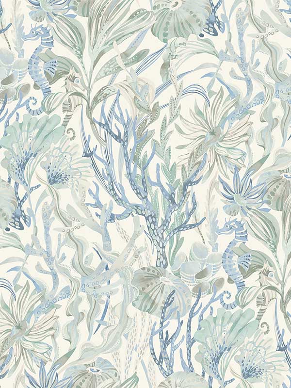Kelp Garden Tropical Reef fabric in light blue color - pattern number 4071-71003 - by Chesapeake in the Blue Heron collection
