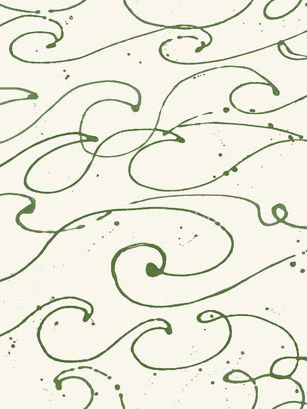 Kuroshio Ocean Wave fabric in green color - pattern number 4071-71006 - by Chesapeake in the Blue Heron collection