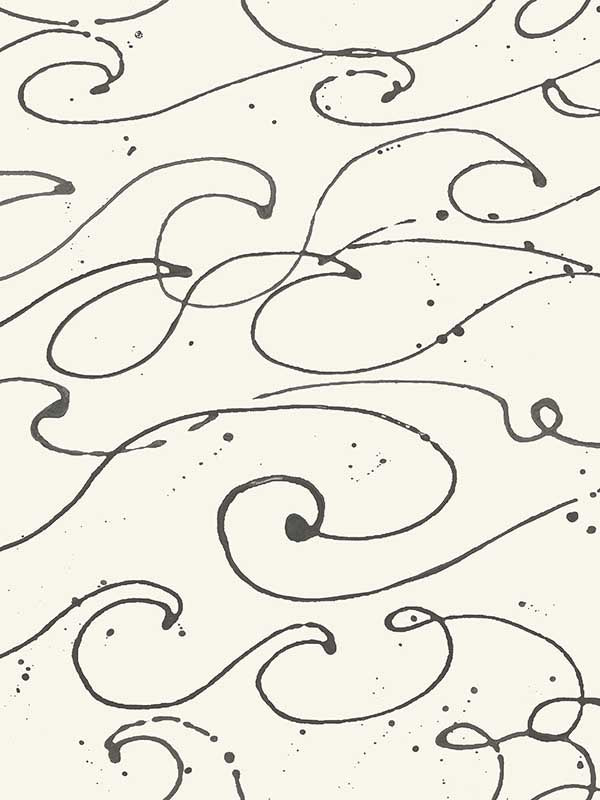Kuroshio Ocean Wave fabric in charcoal color - pattern number 4071-71008 - by Chesapeake in the Blue Heron collection