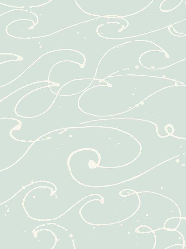 Kuroshio Ocean Wave fabric in aqua color - pattern number 4071-71009 - by Chesapeake in the Blue Heron collection