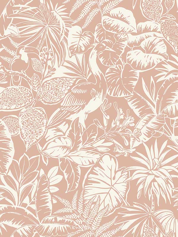 Corcovado Jungle Jamboree fabric in coral color - pattern number 4071-71010 - by Chesapeake in the Blue Heron collection