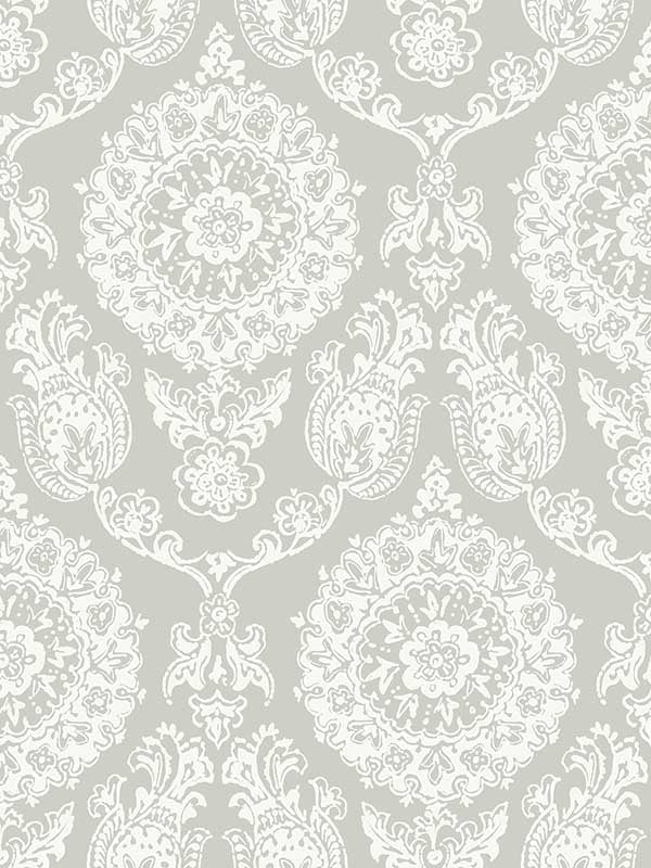 Helm Damask Floral Medallion fabric in taupe color - pattern number 4071-71020 - by Chesapeake in the Blue Heron collection