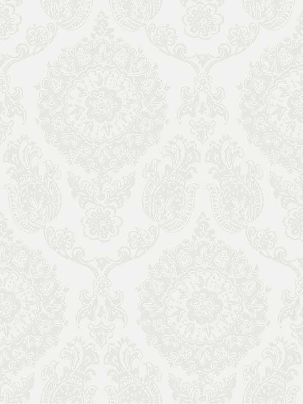 Helm Damask Floral Medallion fabric in white color - pattern number 4071-71021 - by Chesapeake in the Blue Heron collection