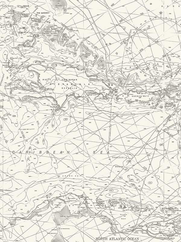 Charts Nautical Chart fabric in black color - pattern number 4071-71055 - by Chesapeake in the Blue Heron collection