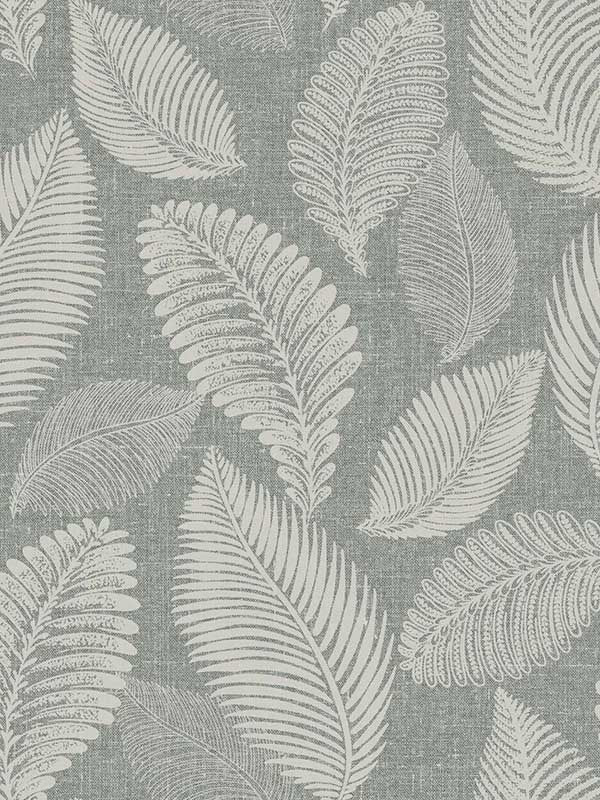 Tossed Leaves fabric in charcoal linen color - pattern number EW10010 - by Seabrook in the White Heron collection