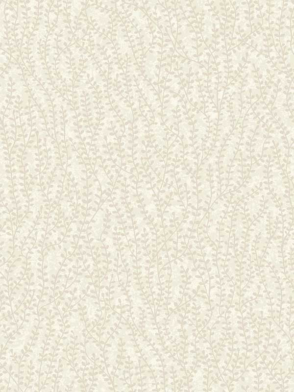 Seaweed Beaded Branches fabric in off white satin color - pattern number EW10605 - by Seabrook in the White Heron collection