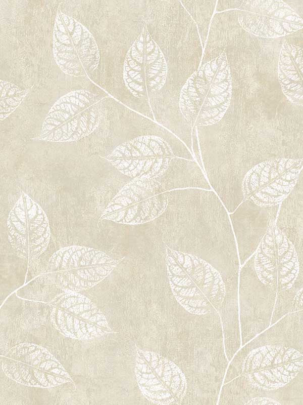 Branch Trail Silhouette fabric in summer sand color - pattern number EW10805 - by Seabrook in the White Heron collection