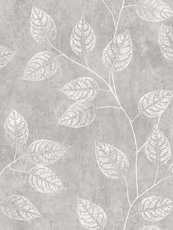 Branch Trail Silhouette fabric in slate color - pattern number EW10808 - by Seabrook in the White Heron collection