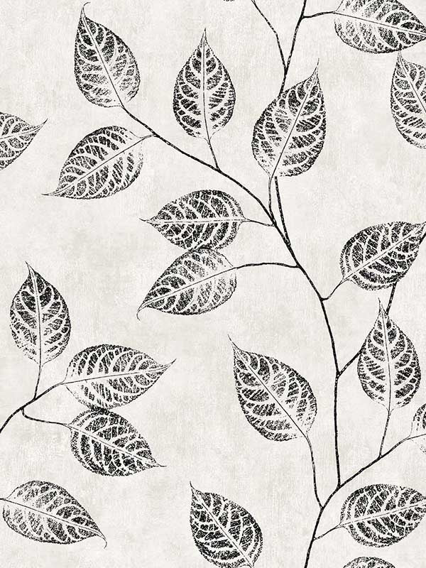 Branch Trail Silhouette fabric in black and white color - pattern number EW10820 - by Seabrook in the White Heron collection