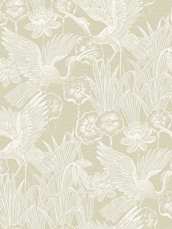 Marsh Cranes fabric in shore color - pattern number EW11005 - by Seabrook in the White Heron collection