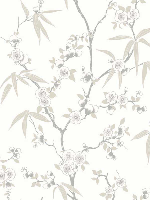 Floral Blossom Trail wallpaper in morning color - pattern number EW11107 - by Seabrook in the White Heron collection