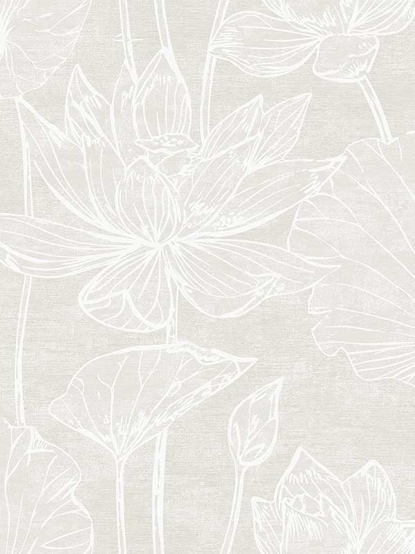 Water Lilies wallpaper in antique pearl color - pattern number EW12007 - by Seabrook in the White Heron collection