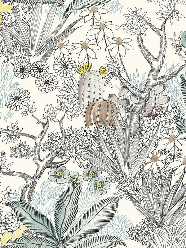 Flowering Desert wallpaper in black color - pattern number ON1611 - by York in the Inspired by Color Earthy Tones collection