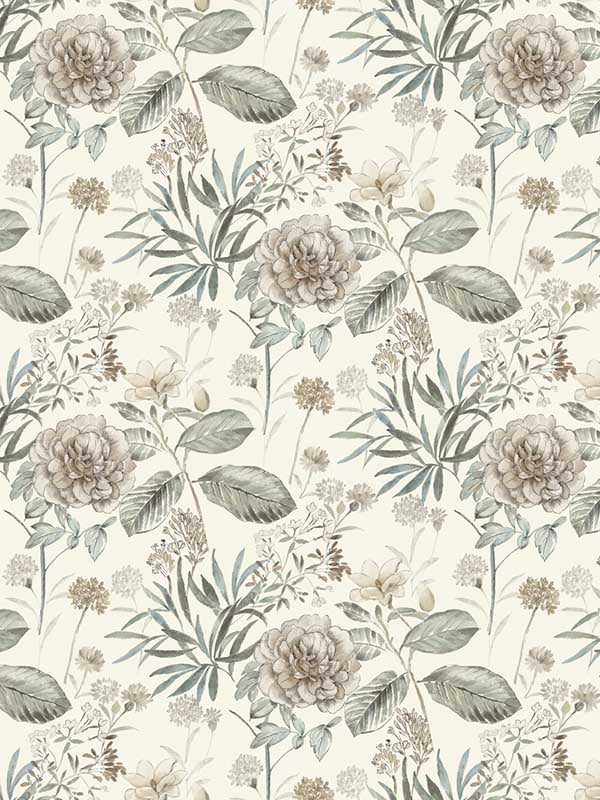 Midsummer Floral wallpaper in beige and green color - pattern number TL1918 - by York in the Inspired by Color Earthy Tones collection