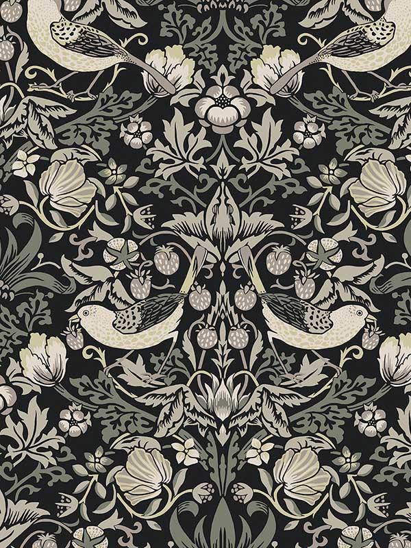 Fragaria Garden fabric in blacksmith color - pattern number ET11200 - by Seabrook in the Legacy Prints collection