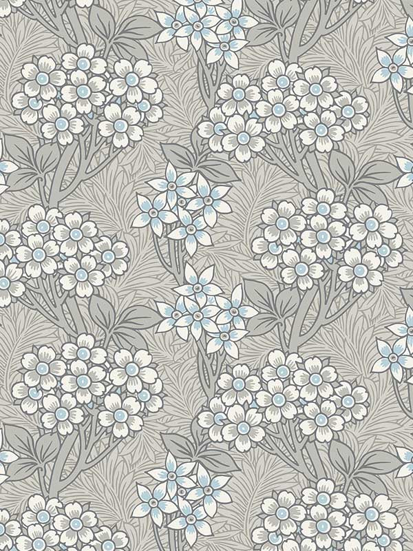 Floral Vine fabric in daydream grey and carolina blue color - pattern number ET12005 - by Seabrook in the Legacy Prints collection