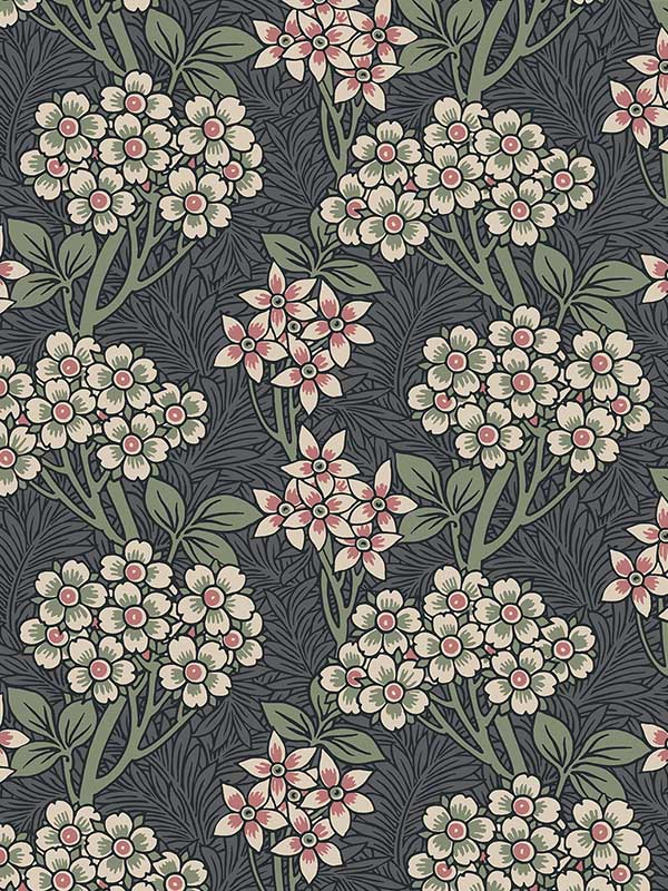 Floral Vine fabric in smoke and laurel green color - pattern number ET12010 - by Seabrook in the Legacy Prints collection